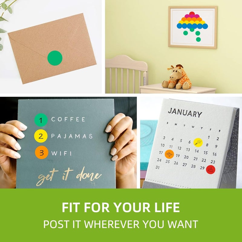 Anylabel 3/4" Round Color Coding Circle Dot Labels 4000 PCS Includes Bright Yellow Green Red Pink Orange Blue(8 Rolls,500 Labels/Roll) - Image 5
